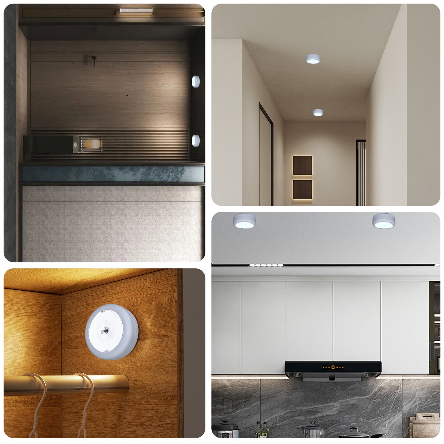 Battery Operated 3-Pack Puck Lights with Remote Control