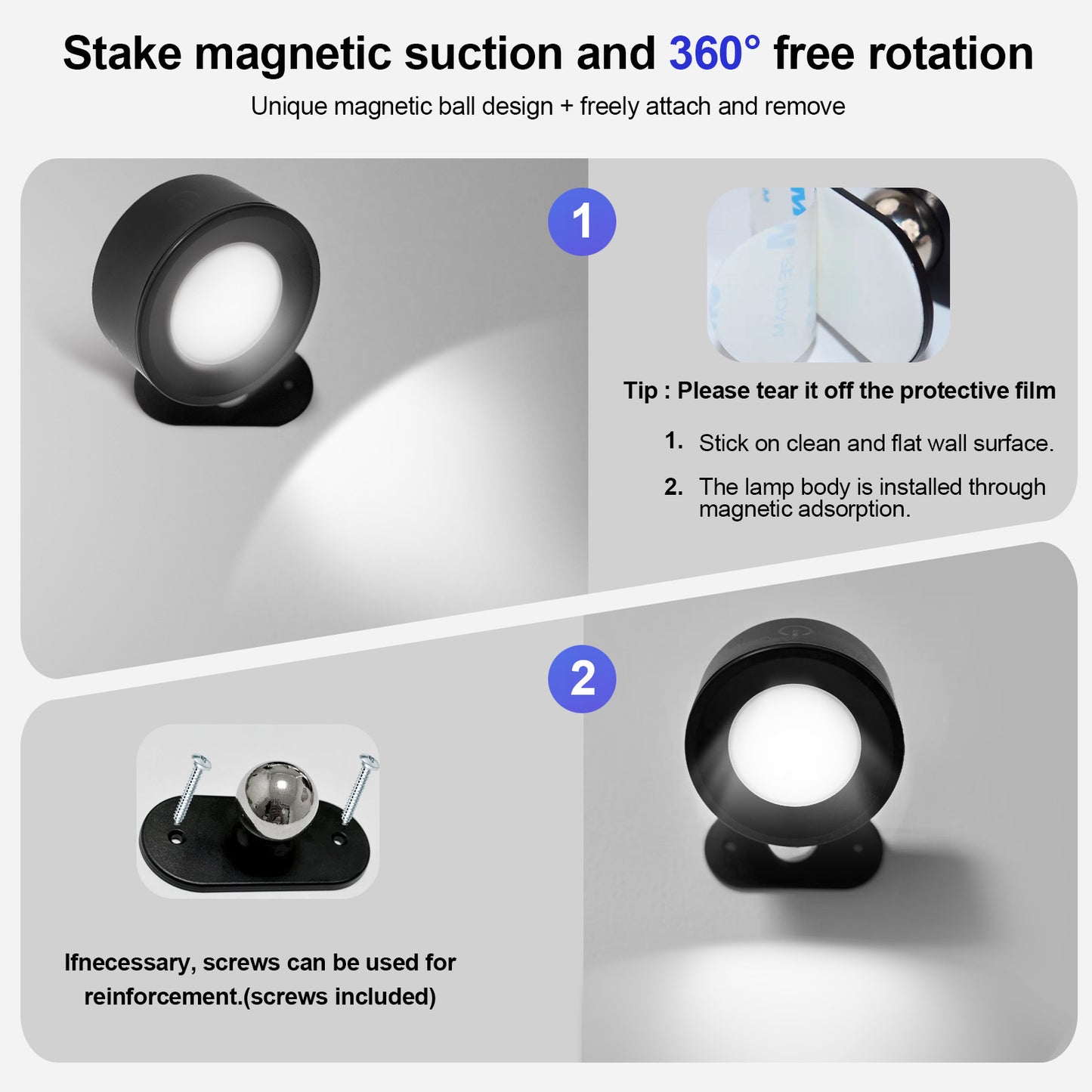 Magnetic Rechargeable LED Wall Light