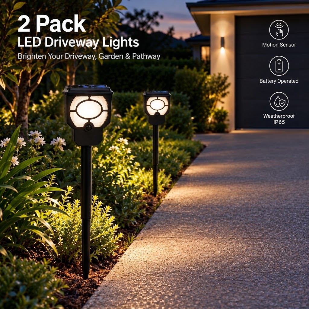 Battery Operated LED Outdoor Motion Sensor Security Light, IP65 (2 Pack)