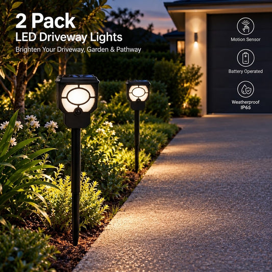 Battery Operated LED Outdoor Motion Sensor Security Light, IP65 (2 Pack)